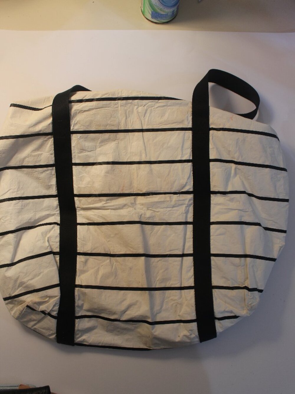 ALOHA Collection White & Black Striped Zip Tote